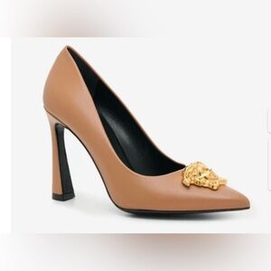 Versace Brown Heels with Gold Accent
